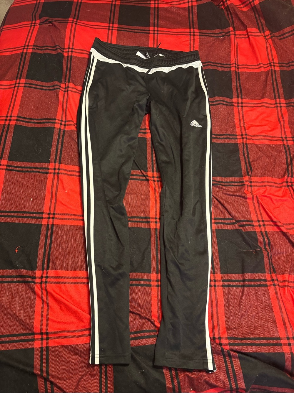 adidas Black Track Pants with White Side Stripes